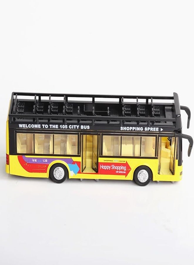 AHBHT New Diecast Toy Metal Diecast Sight View Metal Toy Bus Light Sound Pull Back Open Collection Bus for Kids Boys (Yellow) - Image 4